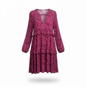 American Eagle Outfitters Floral Print Tiered Ruffle Dress‎ Keyhole Tassel Tie L